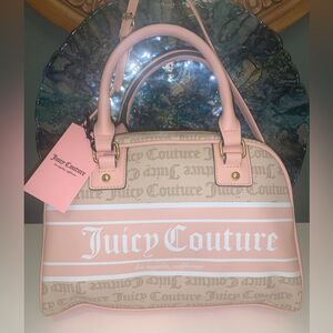 Juicy Couture Beige Pink Billboard Satchel Crossbody Purse Bag NEW